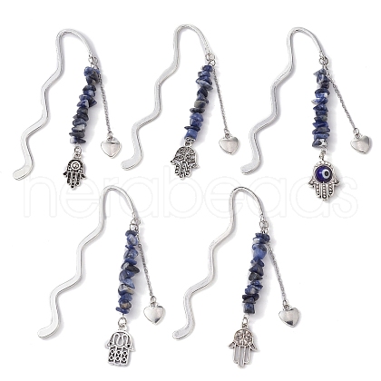 Natural Sodalite Beads Bookmarks AJEW-JK00247-1