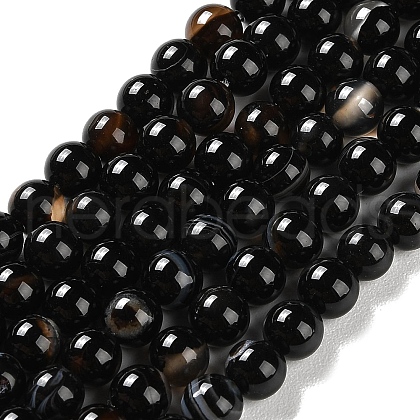Natural Striped Agate/Banded Agate Beads Strands G-Z060-A01-A08-1