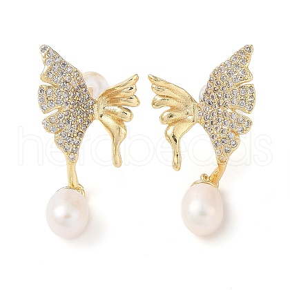Mother's Day Jewellery Natural Pearl Stud Earrings EJEW-L286-04G-1