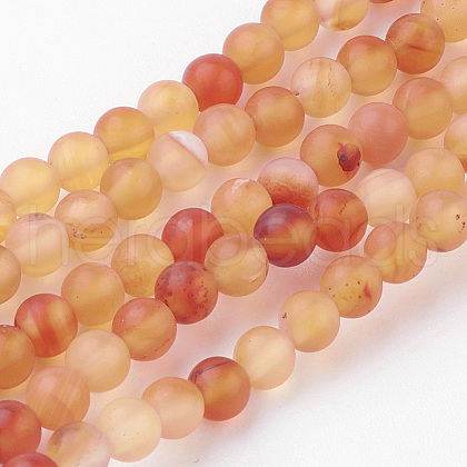 Natural Red Agate Bead Strands G-G735-64F-4mm-1