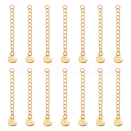 Unicraftale 15Pcs 304 Stainless Steel Curb Chain Extender STAS-UN0061-44-1