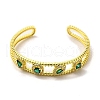 Square & Teardrop & Horse Eye Glass Open Cuff Bangle with Cubic Zirconia BJEW-A136-01G-02-1