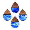 Transparent Resin & Walnut Wood Pendants RESI-N039-25B-1