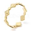 304 Stainless Steel Rhombus Open Cuff Ring for Women X-RJEW-I098-30G-1
