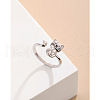 Cat Shape 925 Sterling Silver Cuff Rings for Women FS-WGE449A-01-2