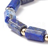 Natural Lapis Lazuli Column Beaded Stretch Bracelet BJEW-JB08596-03-4