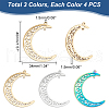 DICOSMETIC 12Pcs 3 Colors 304 Stainless Steel Pendants STAS-DC0012-08-2