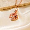 Exquisite Brass Pave Colorful Cubic Zirconia Tree of Life Pendant Necklaces for Women AE4666-1