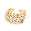 Brass Micro Pave Clear Cubic Zirconia Open Cuff Rings RJEW-U009-08G-01-2