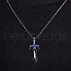Alloy & 201 Stainless Steel & Rhinestone Dinosaur Wrapped Sword Pendant Necklaces for Men FS-WGFE8C1-01-1