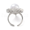 Heart Brass Micro Pave Clear Cubic Zirconia Open Cuff Ring for Women RJEW-C102-03P-3