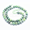 Electroplate Natural Green Grass Agate Beads Strands G-K256-07-8mm-2