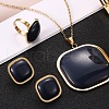 Square 304 Stainless Steel Resin Bangles & Rings & Earrings & Necklaces Sets for Women FS-WG63C6A-02-2