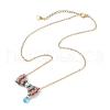Glass Seed Beaded Bowknot Pendant Necklace NJEW-MZ00091-01-4