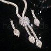 Flower & Horse Eye Alloy with Crystal Rhinestone Pendant Necklace & Stud Earring FS-WGF2591-01-1