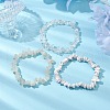 3Pcs Natural Quartz Crystal & Synthetic White Howlite & Natural White Moonstone Chip Beaded Stretch Bracelet Sets BJEW-JB10857-5
