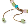 Adjustable Colorful 6.5mm Round Imitation Jade Glass & Brass Braided Bead Bracelets for Women BJEW-JB10697-4