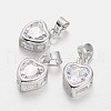Heart Brass Cubic Zirconia Charms ZIRC-O023-14-1
