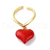 Brass Enamel Open Cuff Rings for Women RJEW-U057-14B-G-4