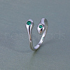 Brass Micro Pave Cubic Zirconia Cuff Rings for Women VO2746-1