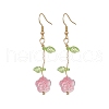 Flower Glass Dangle Earrings EJEW-JE06445-03-2