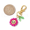 Smiling Face Flower Glass Seed with Acrylic Pendant Decorations HJEW-JM02530-4