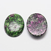Oval Natural Sesame Jasper/Kiwi Jasper Cabochons G-K020-18x13mm-09-1-2