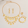 Vintage Brass Coin Tassel Bracelets & Earrings & Multilayer Necklaces & Rings Set for Women's Party GB6557-5