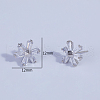 Flower Brass Pave Clear Cubic Zirconia Stud Earrings BJ0702-4