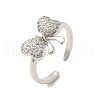 Bowknot Brass Micro Pave Clear Cubic Zirconia Cuff Rings for Women RJEW-G311-04A-P-1