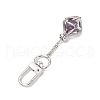 Stainless Steel Macrame Chain Pouch Round Natural Lapis Lazuli & Amethyst & Green Aventurine & Carnelian & Rose Quartz Holder Pendant Decorations HJEW-JM02050-02-5