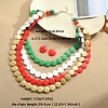 Flat Round Wood Beaded Multilayer Necklaces & Dangle Earrings Sets WG6D4EB-01-3