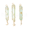 3Pcs 3 Styles Electroplated Natural Quartz Crystal Pointed Copper Wire Wrapped Pendants PALLOY-JF03766-02-1