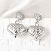 Textured Heart Brass Micro Pave Clear Cubic Zirconia Dangle Stud Earrings EJEW-Z099-02P-01-1