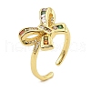 Brass Micro Pave Cubic Zirconia Cuff Rings for Women RJEW-S392-07G-1