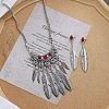 Vintage Ethnic Bohemian Style Alloy & Resin Pendant Necklace & Dangle Earrings Sets FS-WGADC17-03-1