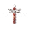 5Pcs 5 Styles Dragonfly Natural Sodalite & Maifanite & Pink Zebra Jasper & Red Jasper & Dyed Magnesite Beaded Pendants PALLOY-JF03857-3