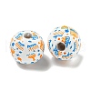 Printed Wood European Beads WOOD-G022-15B-2