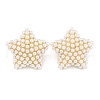 Rack Plating Brass & ABS Plastic Imitation Pearl Stud Earrings EJEW-N055-03C-G-RS-1
