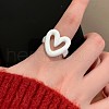 Hollow Heart Alloy Enamel Cuff Rings for Women WGE5648-01-1