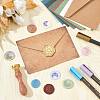 Brass Wax Seal Stamps with Wood Handle AJEW-WH0412-0174-4