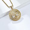 304 Stainless Steel Flat Round with Tree of Life Pendant Necklaces FS-WG13B06-02-1