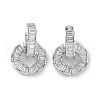 Clear Cubic Zirconia Donut Dangle Hoop Earrings EJEW-E277-01P-1