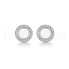 Anti-Tarnish Ring Rhodium Plated 925 Sterling Silver Stud Earrings PB1316-1-1