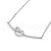 Rack Plating Brass Micro Pave Clear Cubic Zirconia Heart Pendant Cable Chain Necklaces NJEW-P317-08P-1