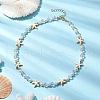 Round Shell Pearl & Synthetic Turquoise Beaded Necklaces NJEW-JN04779-01-2