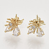 Brass Micro Pave Clear Cubic Zirconia Stud Earring Findings KK-T054-54G-NF-2