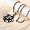 304 Stainless Steel Skull Pendant Necklaces for Women Men NJEW-Z076-01AS-3
