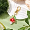 Handmade Glass Seed Mushroom with Acrylic Leaf Pendant Decorations HJEW-MZ00104-05-2
