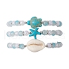 3Pcs 3 Styles Round Acrylic & Glass Beaded Stretch Bracelet Sets BJEW-JB10730-01-1